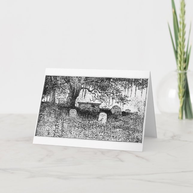 Cartão Cena do cemitério do Dia das Bruxas (Frente)