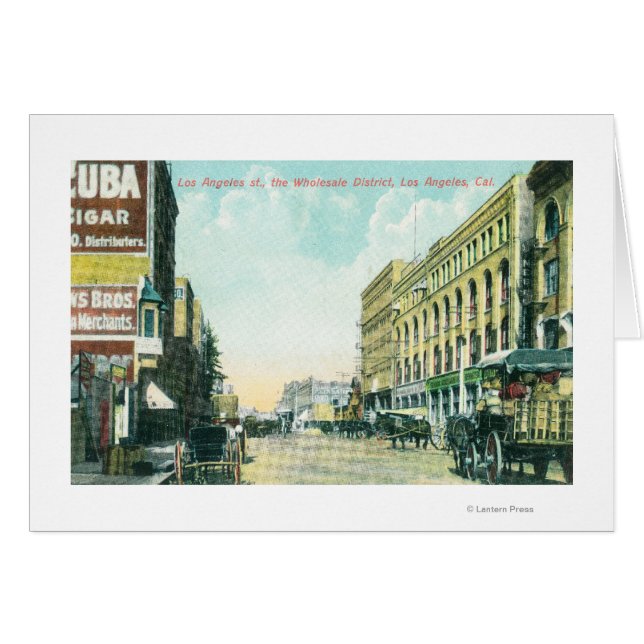 Cartão Cena do Distrito Grossista na rua Los Angeles (Frente Horizontal)