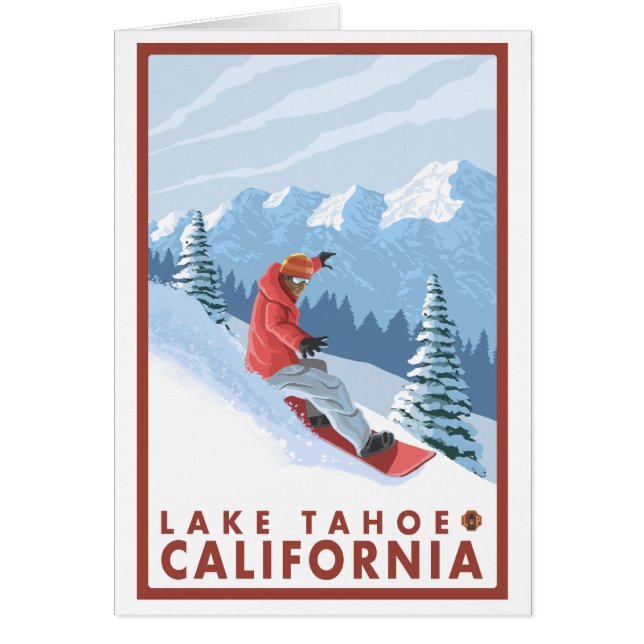 Cartão Cena Snowboarder - Lago Tahoe, Califórnia (Frente)
