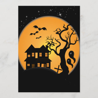 Cartão cena vetorial de casa assombrada no halloween assu