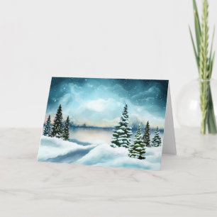 Cartão Cena Winter Wonderland Watercolor Natal