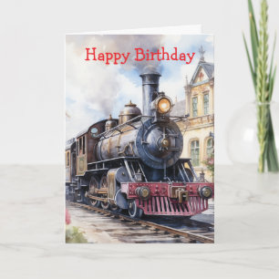 Cartão Cenário de paisagem com um trem vitoriano
