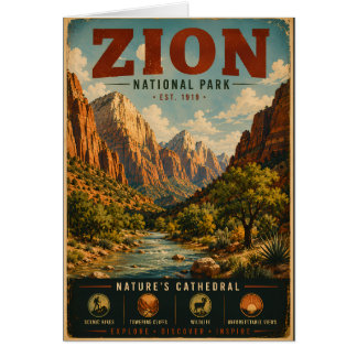 Cartão Cenário paisagístico vintage do Zion National Park