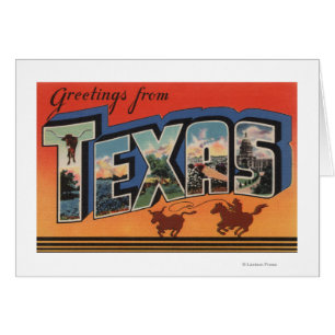Cartão Cenas da letra de Texas (vaqueiro que Roping Bull)
