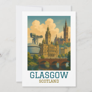 Cartão Cenas Retro Vintage de Glasgow Escócia Viagem