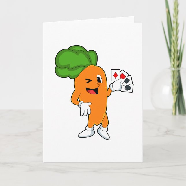 Cartão Cenoura no pôquer com cartas de pôquer (Frente)