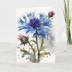 Cartão Centáurea - Flores de aquarela