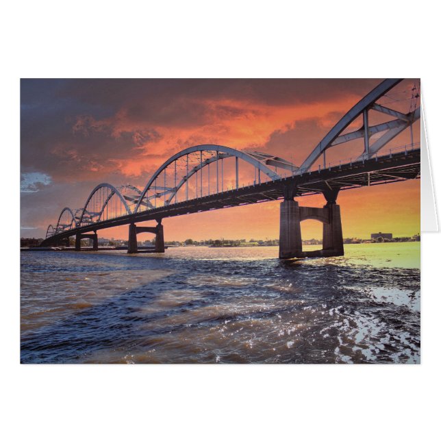 Cartão centenário de Davenport Iowa da ponte (Frente Horizontal)