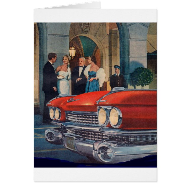 Cartão cerca de 1960 Cadillac vermelho (Frente)