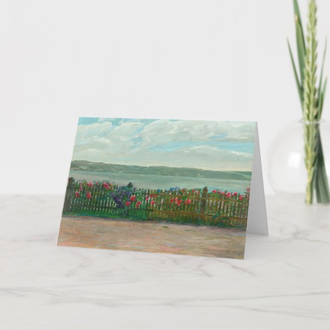 Cartão Cerca de rosa no lago Starnberg | Wilhelm Trübner (Frente)