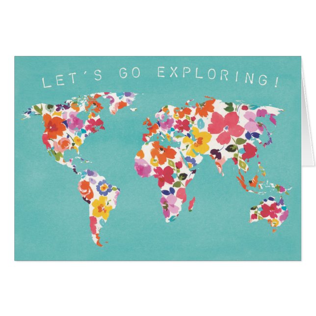 Cartão Cerceta floral brilhante do mundo (Frente Horizontal)