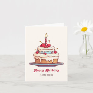 Cartão Cereja de bolo de aniversário