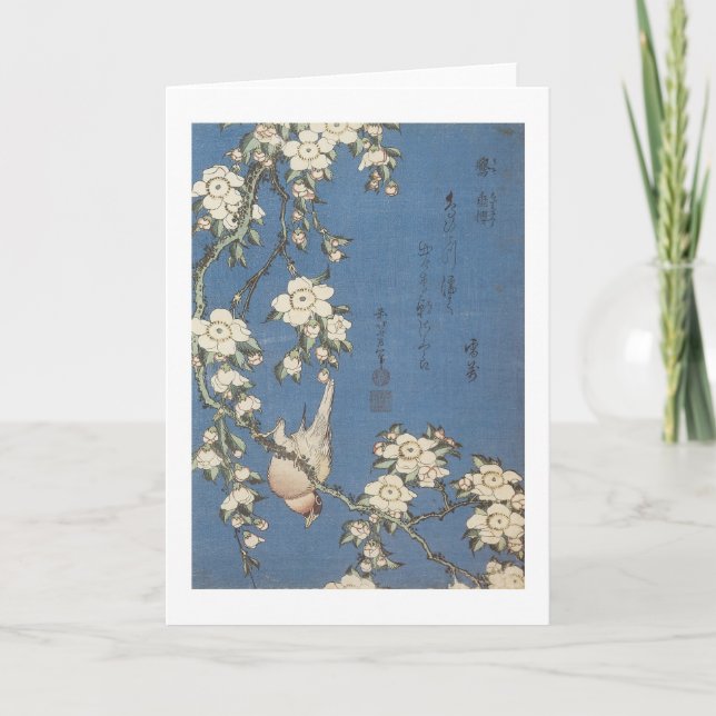Cartão Cereja e Bullfinch, Hokusai, 1834 (Frente)