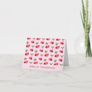 Cartão Cereja Rosa Estampa Nome Personalizado Coquette Ve
