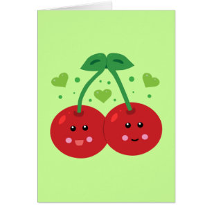 Cartão Cerejas em Cute