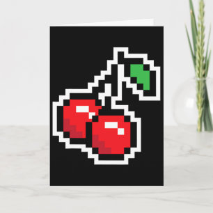 Cartão Cerejas Pixel Fantasia de Halloween de Video Game 
