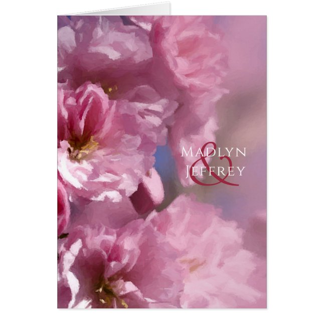 Cartão cerejeira floresce obrigados de casamento em qualq (Frente)