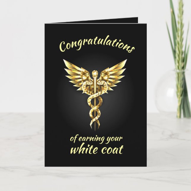 Cartão Cerimônia do Casaco Branco Ouro Médico (Frente)