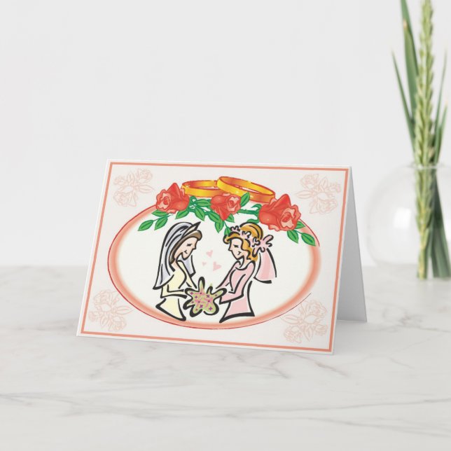 Cartão Cerimónia lésbica do casamento ou do compromisso (Frente)
