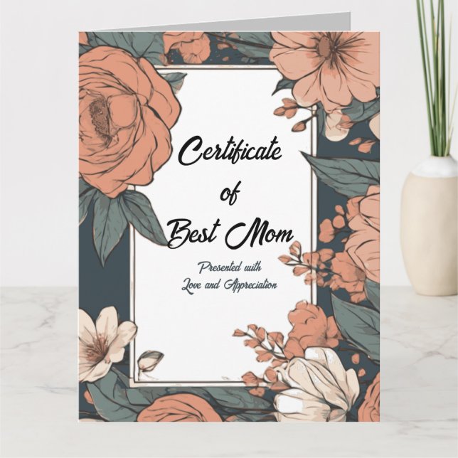 Cartão Certificado de Melhor Mãe no Dia das Mães (Frente)