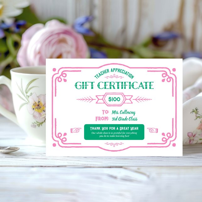 Cartão Certificado de Presente de Apreciação de Professor (Criador carregado)