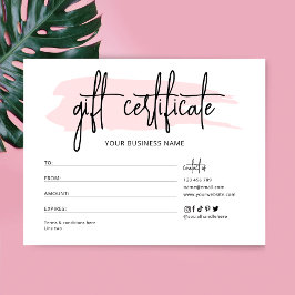 Cartão Certificado de Presente de Logotipo de Bela Salão