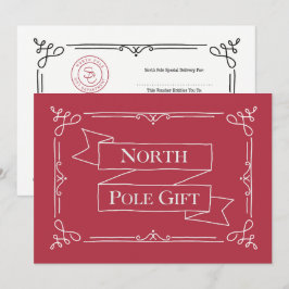 Cartão Certificado de Presente do Polo Norte Vermelho e B