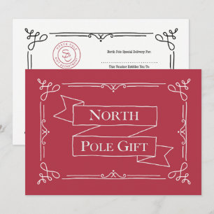 Cartão Certificado de Presente do Polo Norte Vermelho e B
