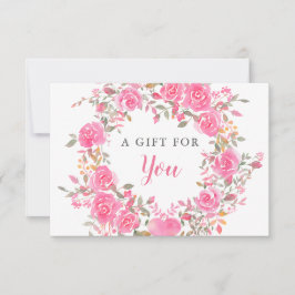 Cartão Certificado de Presente Floral Rosa