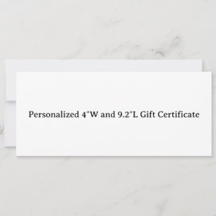 Cartão Certificado de Presente Personalizado 10cm L e 23c