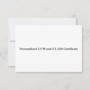 Cartão Certificado de presente personalizado de 3,5″W e 5