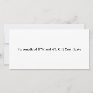 Cartão Certificado de presente personalizado de 8″W e 4″L