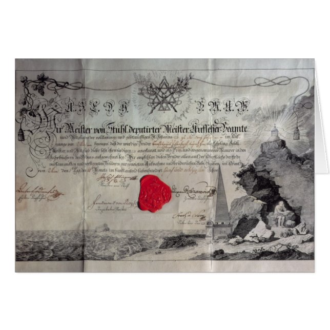 Cartão Certificado maçónico, 1785 (Frente Horizontal)