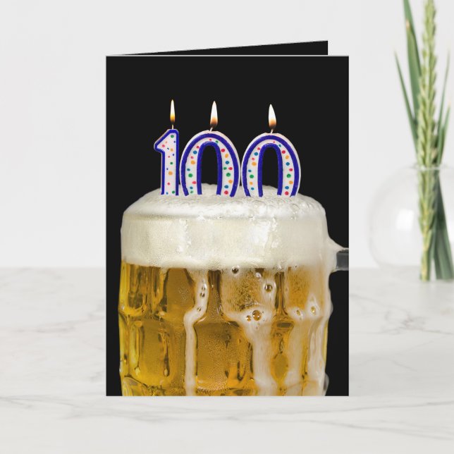 Cartão Cerveja de aniversário de 100 anos em preto (Frente)