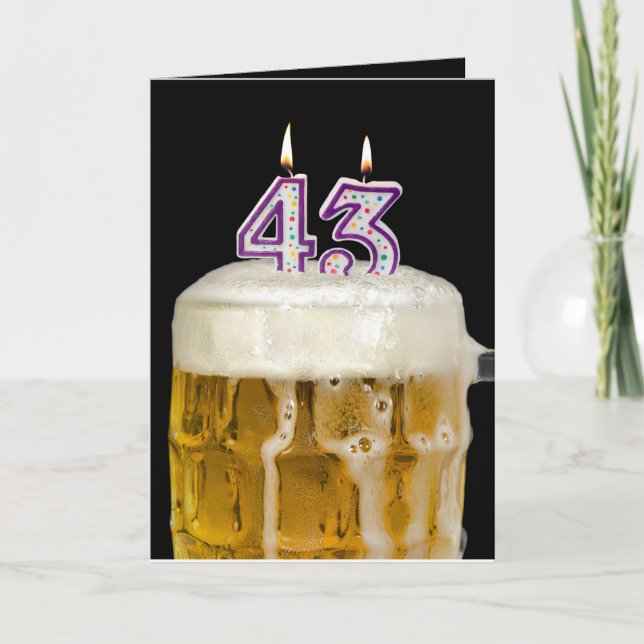 Cartão Cerveja de aniversário de 43 anos em preto (Frente)