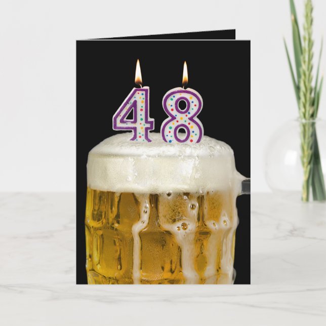 Cartão Cerveja de aniversário de 48 anos em preto (Frente)