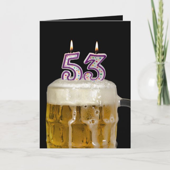 Cartão Cerveja de aniversário de 53 anos em preto (Frente)
