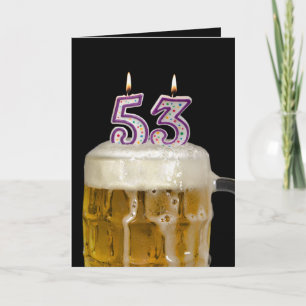 Cartão Cerveja de aniversário de 53 anos em preto