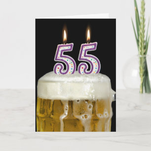 Cartão Cerveja de aniversário de 55 anos