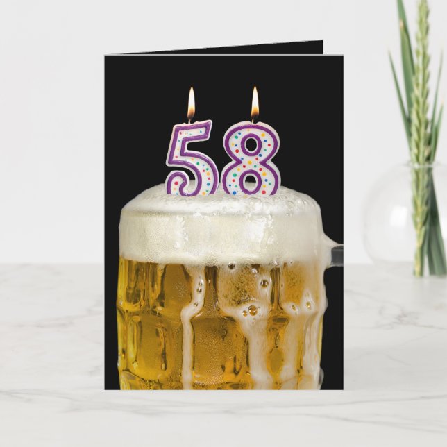 Cartão Cerveja de aniversário de 58 anos em preto (Frente)