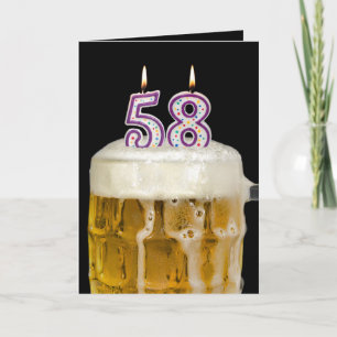 Cartão Cerveja de aniversário de 58 anos em preto