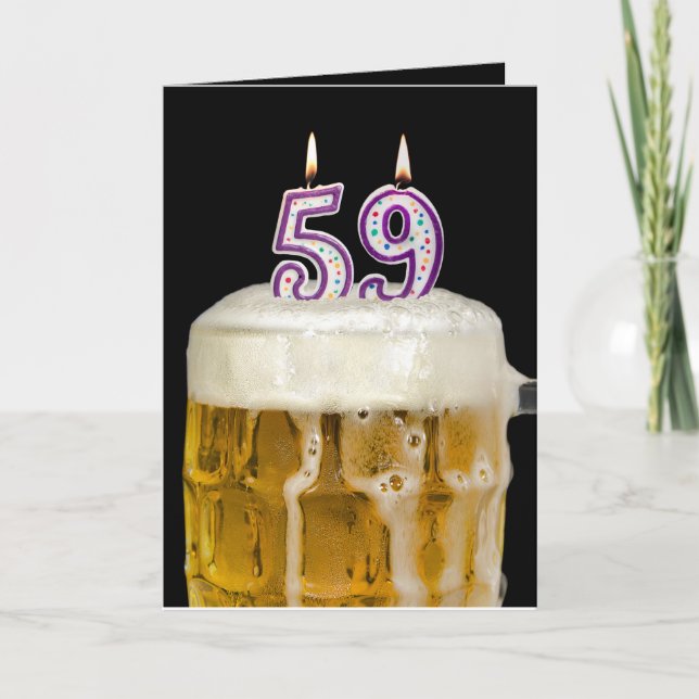 Cartão Cerveja de aniversário de 59 anos em preto (Frente)