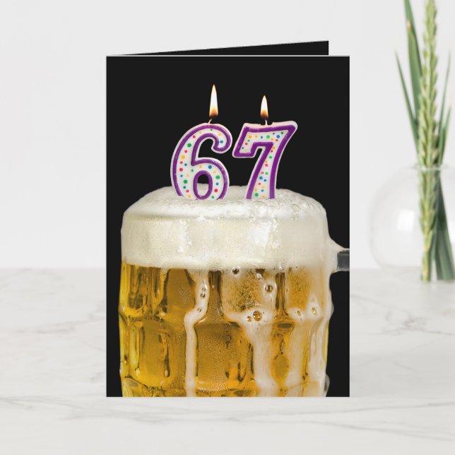 Cartão Cerveja de aniversário de 67 anos a preto (Frente)