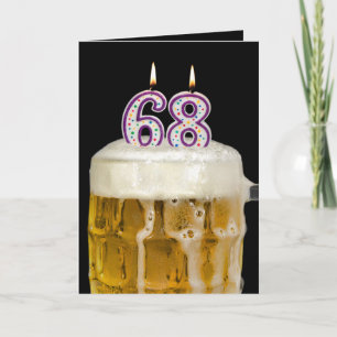 Cartão Cerveja de aniversário de 68 anos a preto