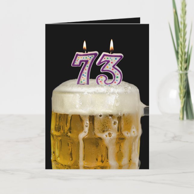 Cartão Cerveja de aniversário de 73 anos a preto (Frente)