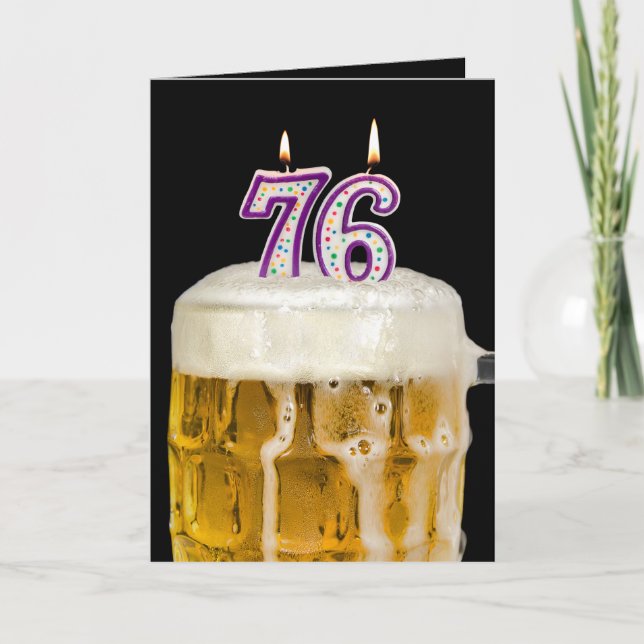 Cartão Cerveja de aniversário de 76 anos em preto (Frente)