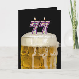 Cartão Cerveja de aniversário de 77 anos em preto
