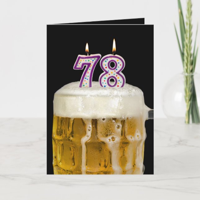 Cartão Cerveja de aniversário de 78 anos em preto (Frente)