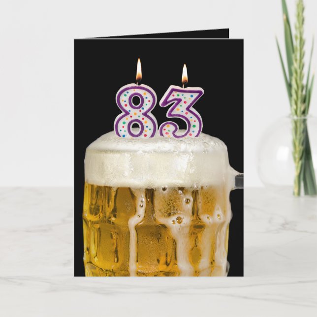Cartão Cerveja de aniversário de 83 anos a preto (Frente)