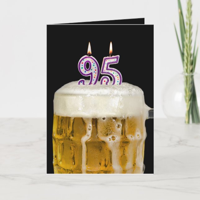 Cartão Cerveja de aniversário de 95 anos em preto (Frente)